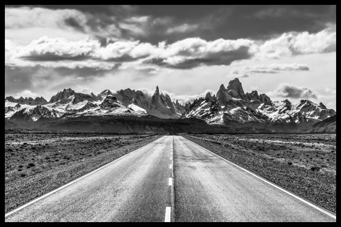 Road to El Chalten Black and White